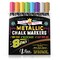 Metallic Liquid Chalk Markers - 8 Pack with Reversible Bullet and Chisel Tips - Dust Free, Erasable, Non-Toxic - Ideal for Blackboards, Windows, and Glass - Writing Tools